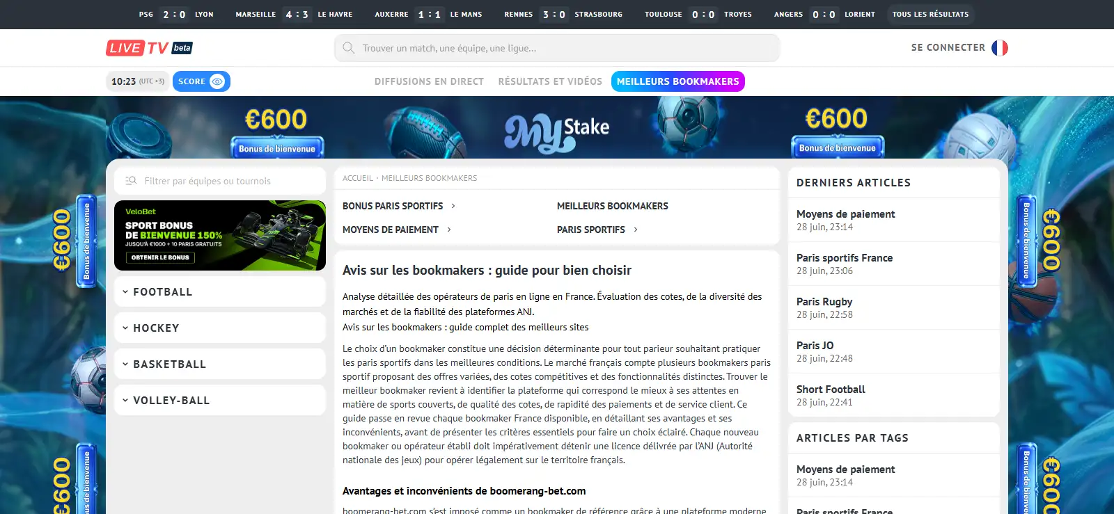 Page française présentant une comparaison éditoriale de bookmakers
